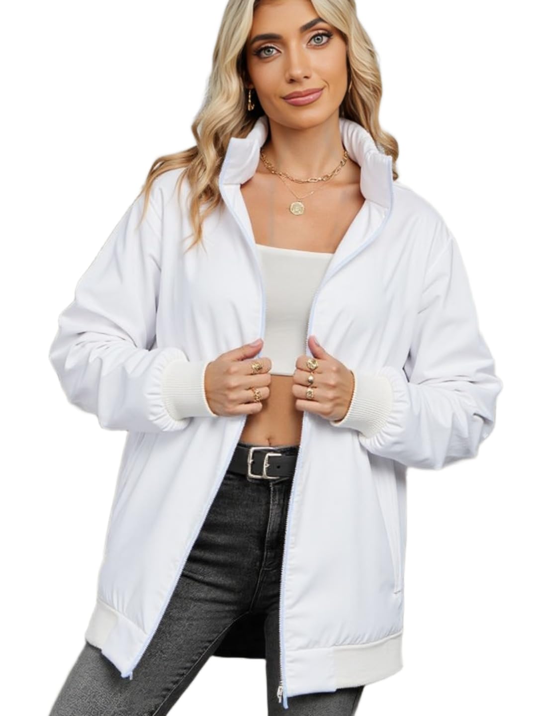 Trendy Women Jacket | White Bomber Jacket | Winter Collection-picture-14