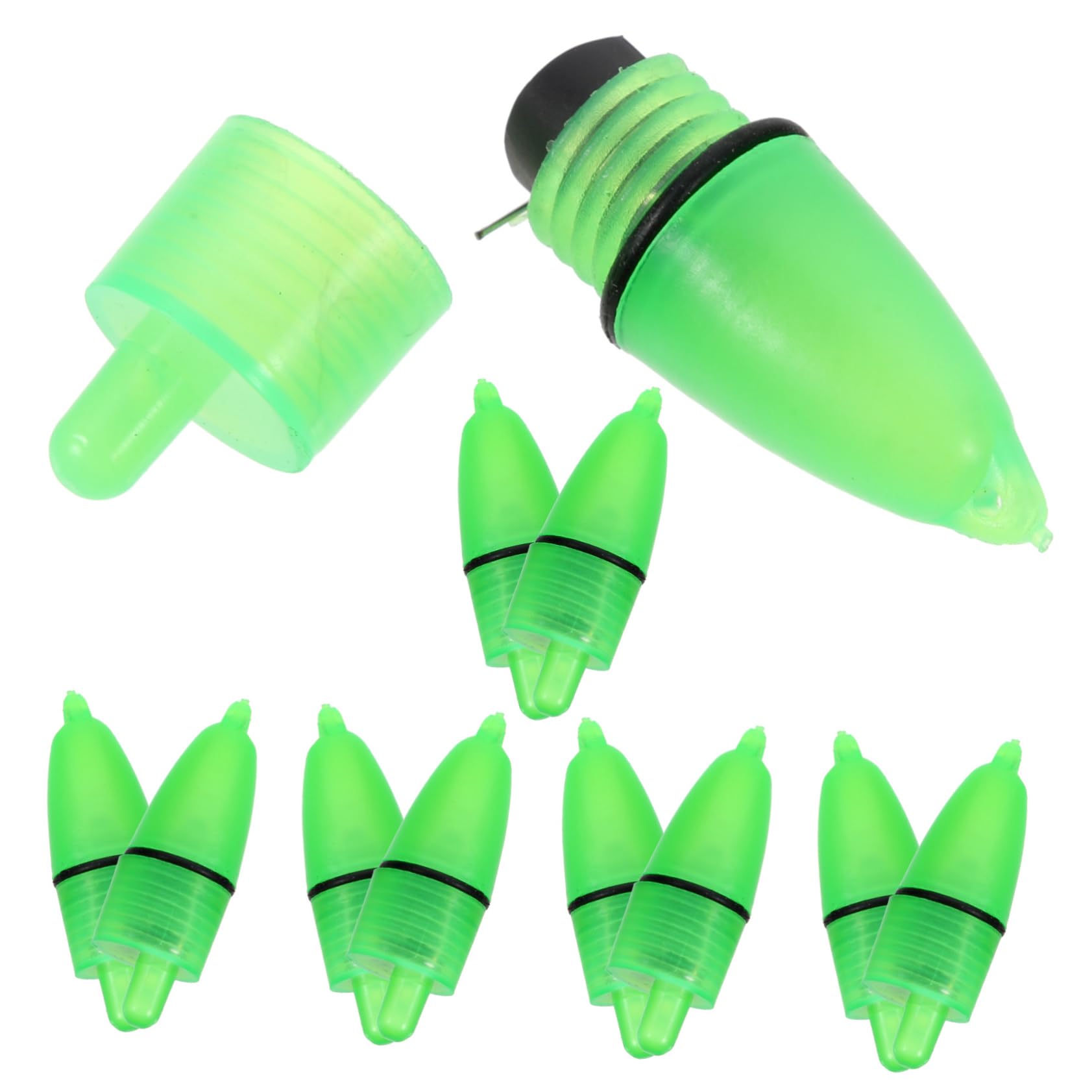 OSOLADY 20pcs Luminous Fishing Rod Alarm Bells with Light Durable Night Bite Indicator for Bass Trout Walleye for Offshore and Inshore Fishing