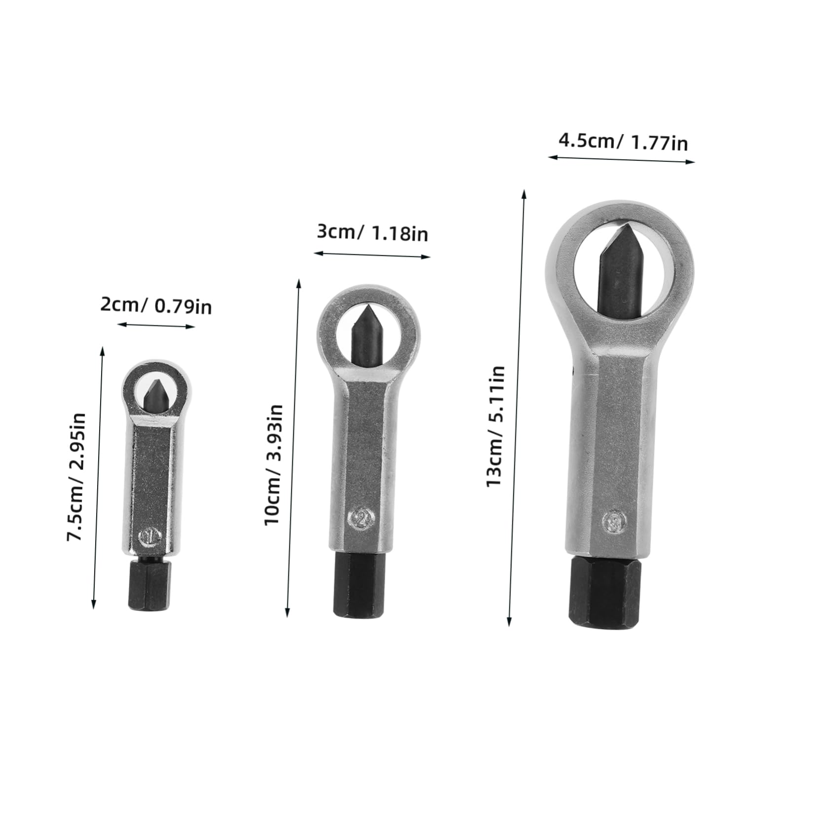 Housoutil Nut Remover Tool 3pcs Manual Pressure Nut Splitter Bolt Nut Cutter for Cars Machinery Diy Chrome-vanadium Steel