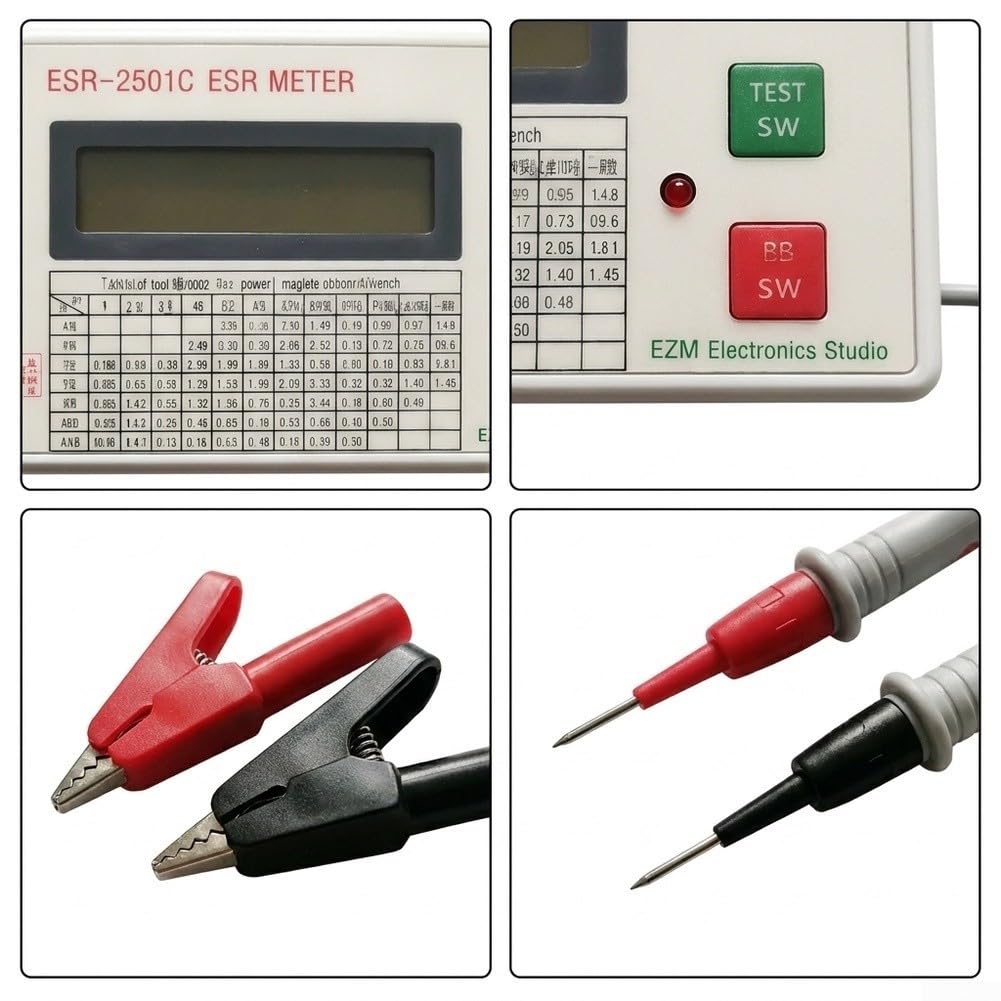 ESR2501C Kondensator Tester LCR-Messgerät mit TFT Display für ESR DCR Messung Elektronik Bauteile Prüfung 125x80mm