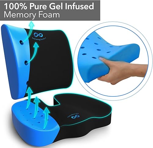 Miniatura 2 de Everlasting Comfort Combo de almohadillas para reposabrazos y cojín de asiento con infusión de gel y almohada de apoyo lumbar (patentado) - Reduce