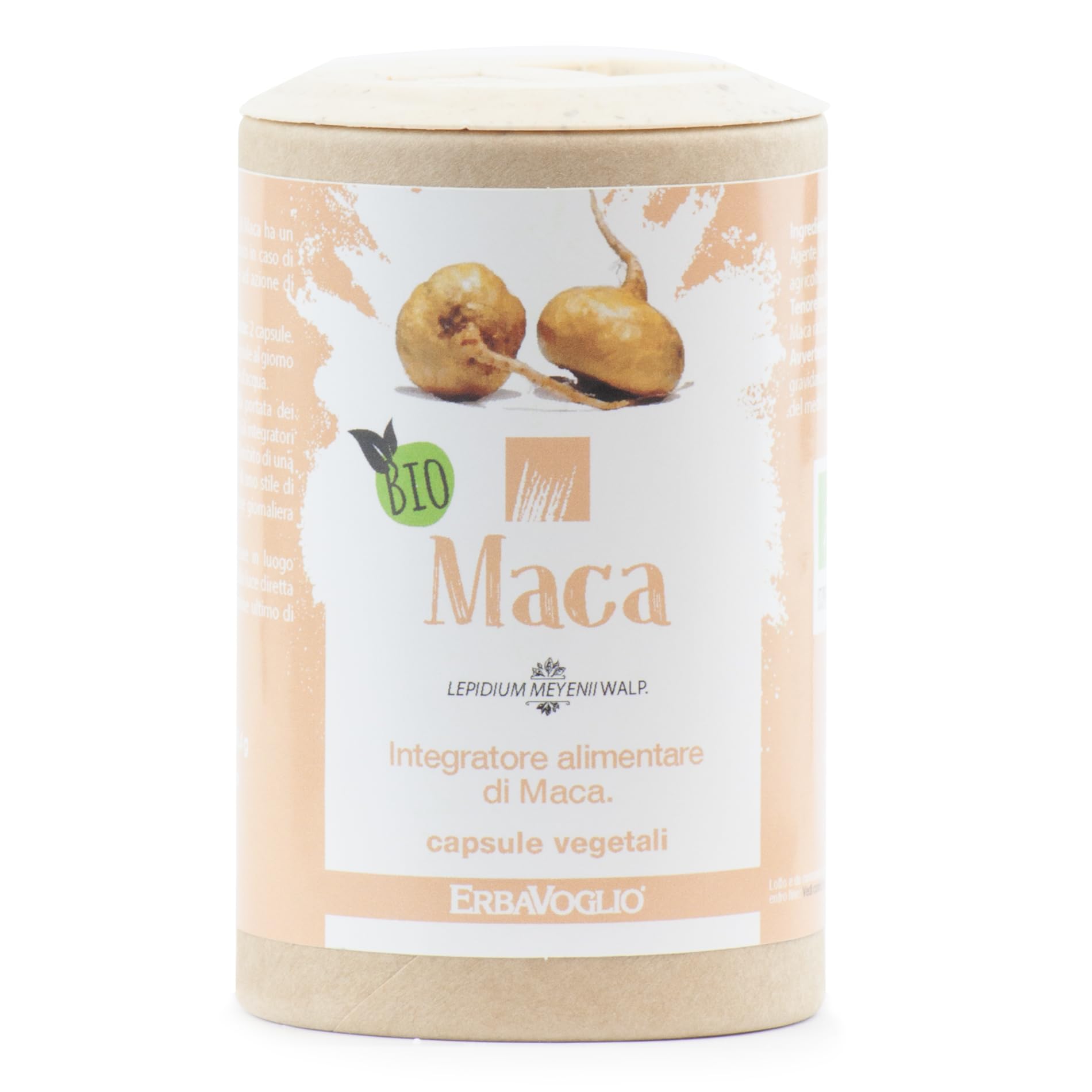 Erbavoglio Capsule di Maca Bio - 60 Capsule - Integratore alimentare biologico - Aiuta a sostenere i livelli di energia e a migliorare la resistenza fisica e mentale.