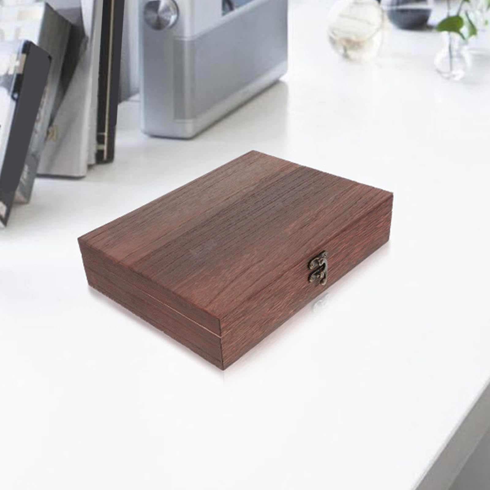 Generisch Rustikale Aufbewahrungskiste mit Deckel und Schloss Praktische Vintage Schmuckbox zum Schutz und Verstauen Kleiner Gegenstände für Zuhause und Büro