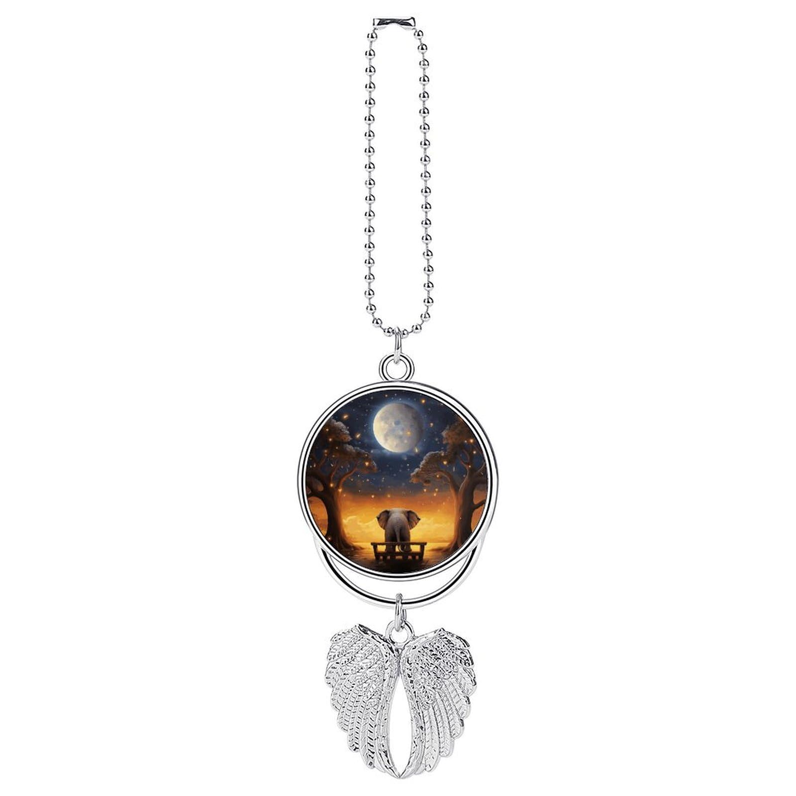Animal Elephant Owl Tree Moon Star Car Charm Alloy Car Rear View Mirrors Hanging Ornaments Stylish Car Pendant Funny Auto Hanging Accessories Car Hanging Ornaments Gift for Women Men