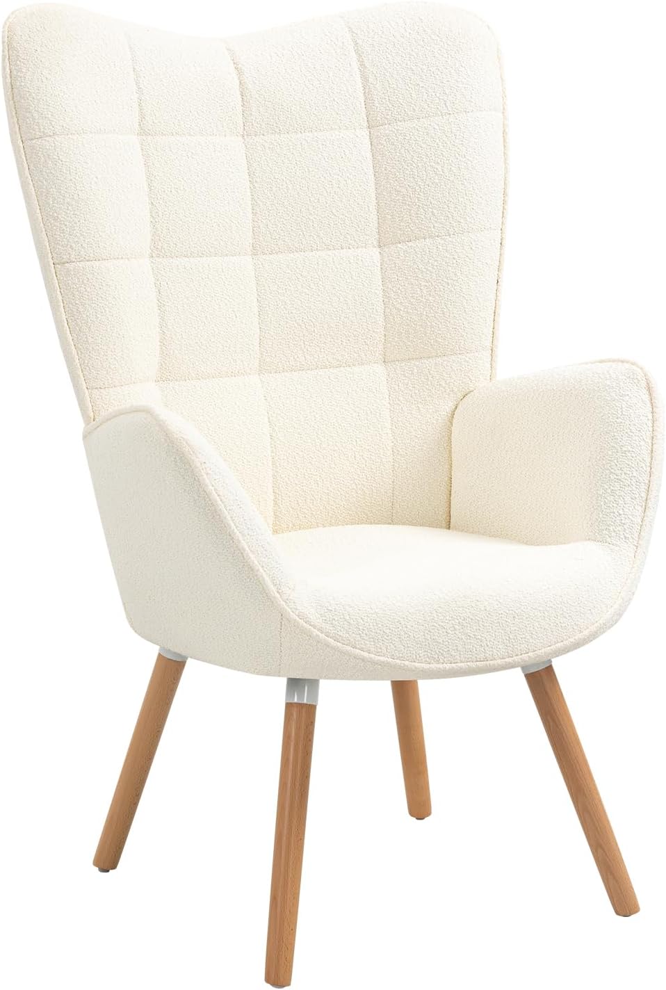 Set di 2 sedie - tessuto e gambe in legno massello - beige