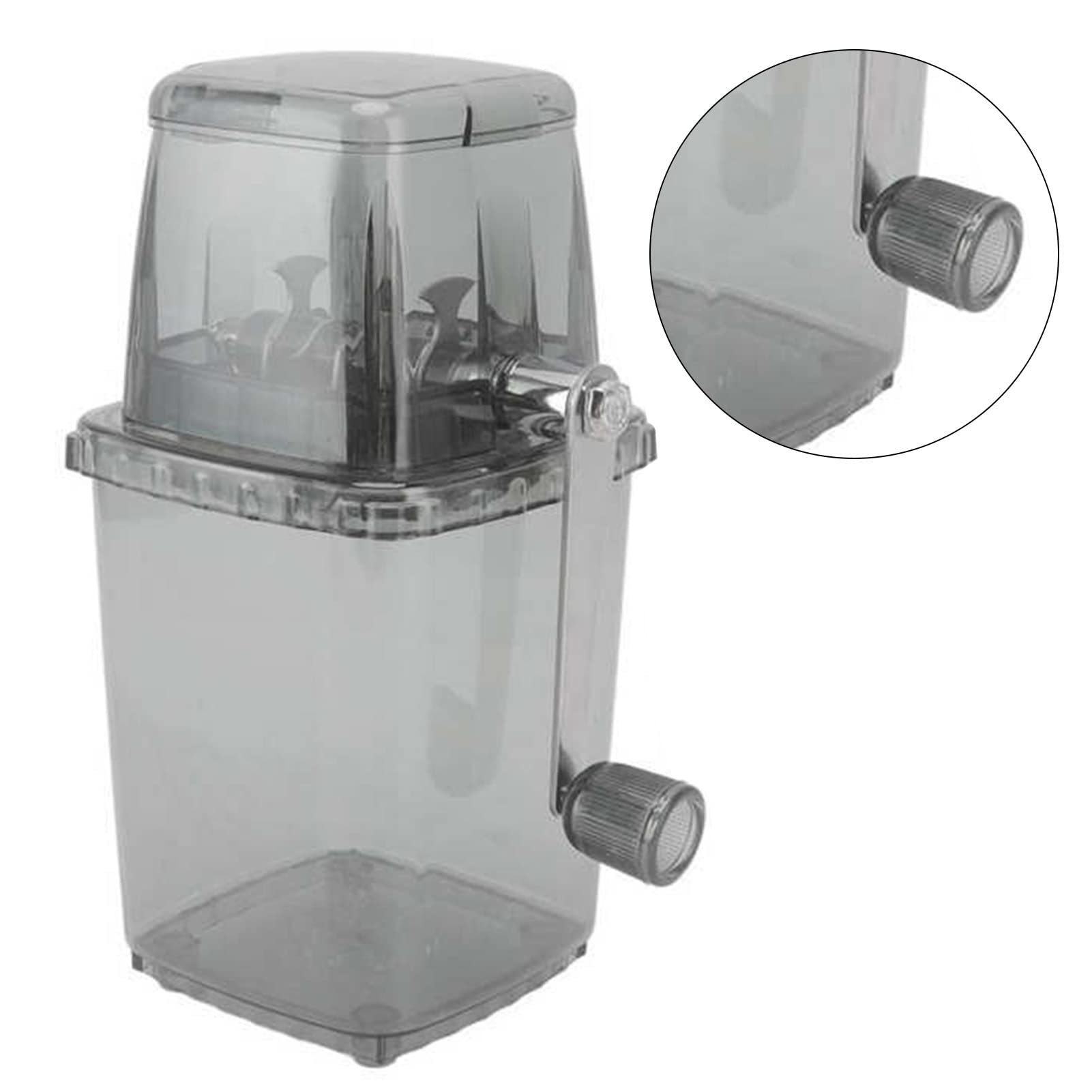 Tritaghiaccio da 1,25 litri, tritaghiaccio manuale portatile, tritaghiaccio con lame in acciaio inossidabile, tritaghiaccio per ghiaccio tritato domestico (Nero trasparente)