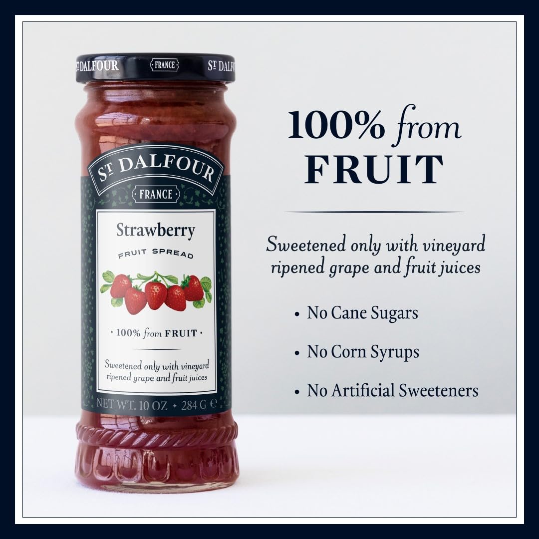 St Dalfour CAJA MIXTA | 2 frascos FRESA, 2 frascos MELOCOTÓN, 2 frascos NARANJA & JENGIBRE | Mermelada natural | Caja 6 frascos x 284gr | 100% fruta sin azúcares añadidos