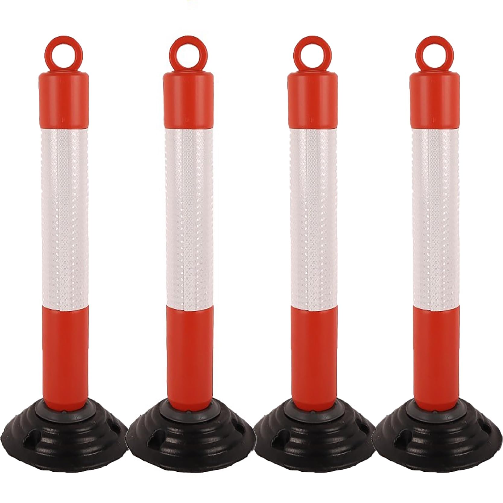 Dfhesdfd White Parking Bollards, 29.5", Flexible Traffic Portable Warning Column Stanchion(,4Pcs)