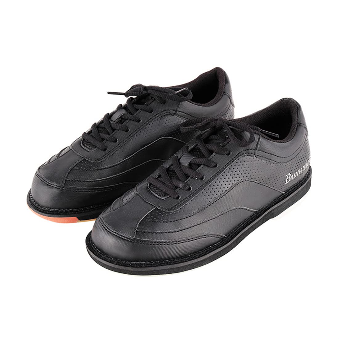 VEACAM Womens Mens Bowling Shoes, Unisex Bowling Workout Shoes Lightweight Lace Up Leather Bowler Sneakers,Black,9.5