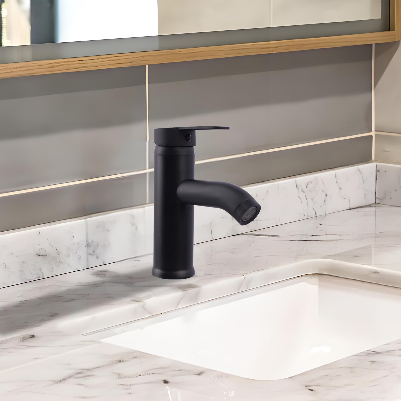 Rubinetto Bagno Lavabo Acciaio Inossidabile 304, Miscelatore Cucina con Tubo Flessibile, Rubinetto Vasca da Bagno, Miscelatore Bagn per Lavandino, WC per Gli Ospiti (Nero)