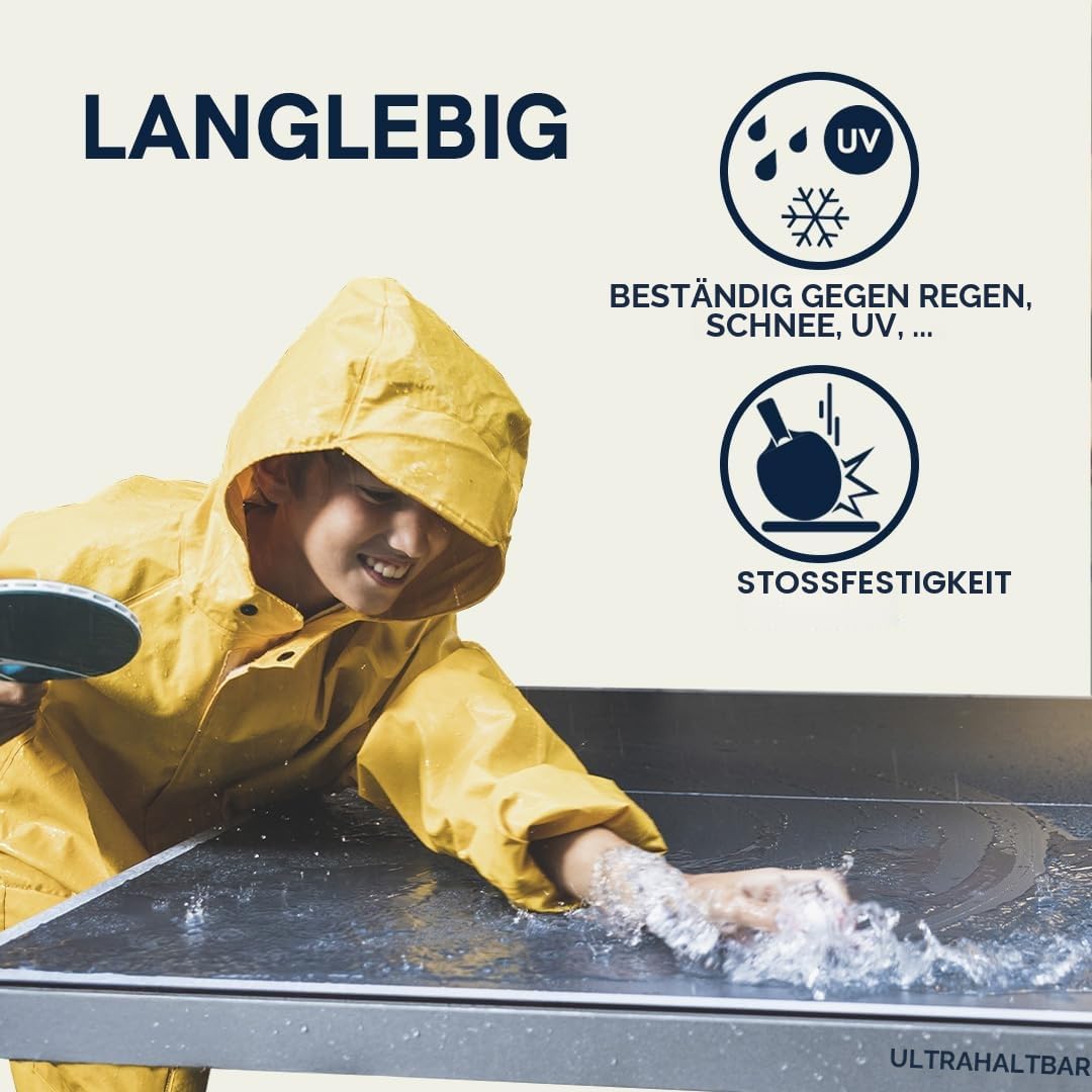CORNILLEAU 100X Outdoor Tischtennisplatte - Klappbar - Wetterfest - 4 mm Melaminharzplatte -Tischtennistisch für draußen - Blau oder Grau