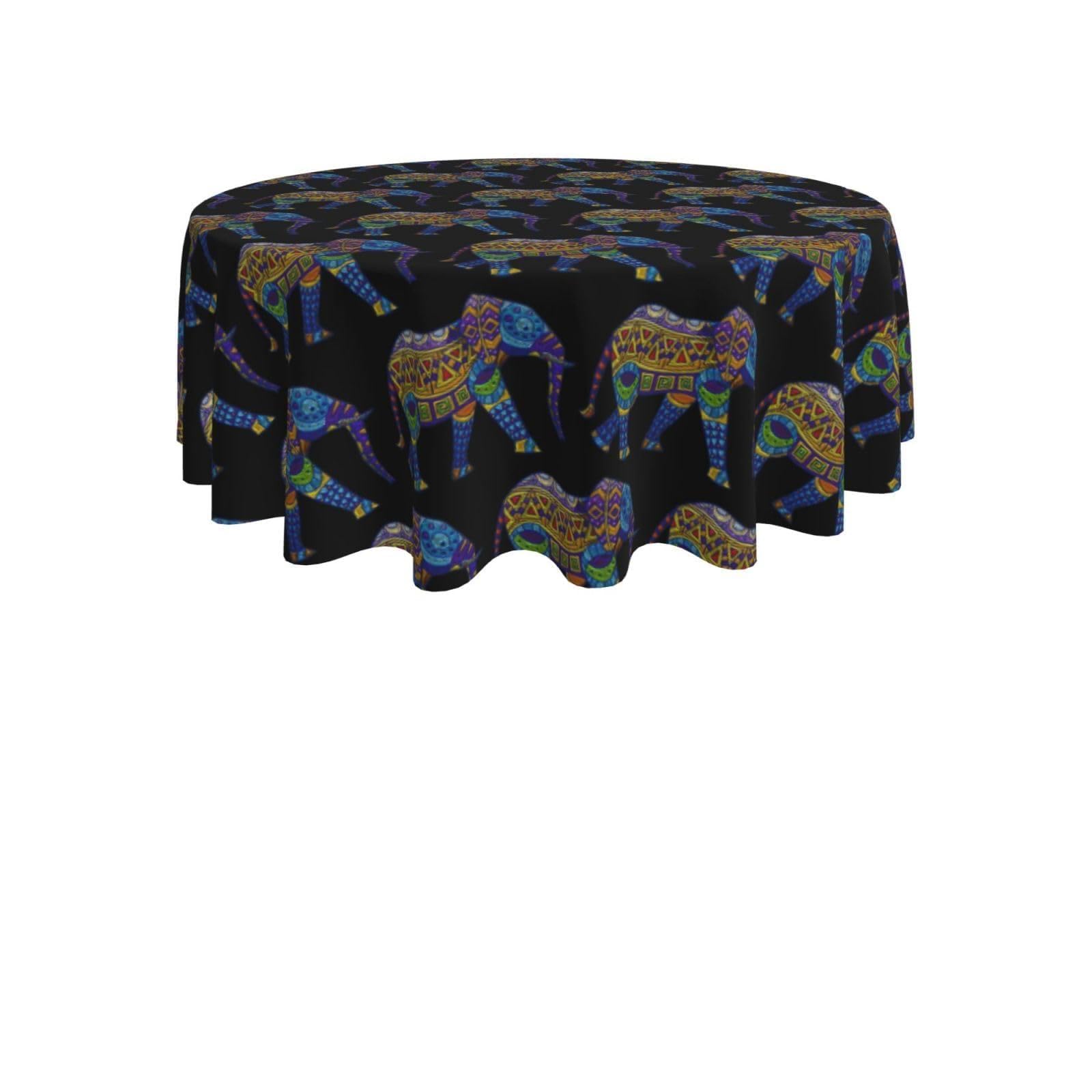 ENGhjes Elephant Print Round Tablecloth 60in Washable Stainproof Polyester Cloth for Kitchen Idea