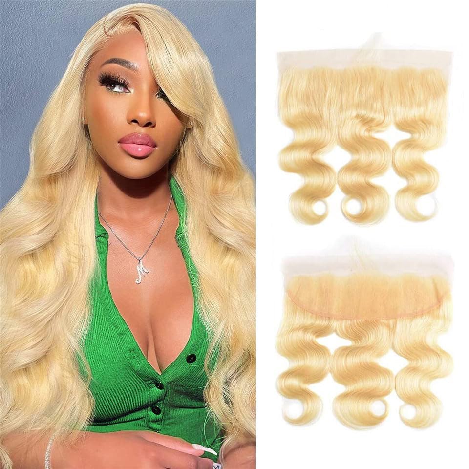 613 Frontal 13x4 HD Transparent Lace Closure 100% Russian Blonde Human Hair Ear To Ear Blonde Frontal Free Part Natural Hairline 12 Inch