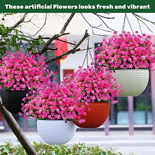 Lnoicy 20Pcs Artificial Flowers For Outdoor,Plastic Flowers Decoration, Uv Resistant Faux Flowers Shrubs, Artificial Plants For Indoor Outside Garden Home Wedding Farmhouse(Pink) #TOP3