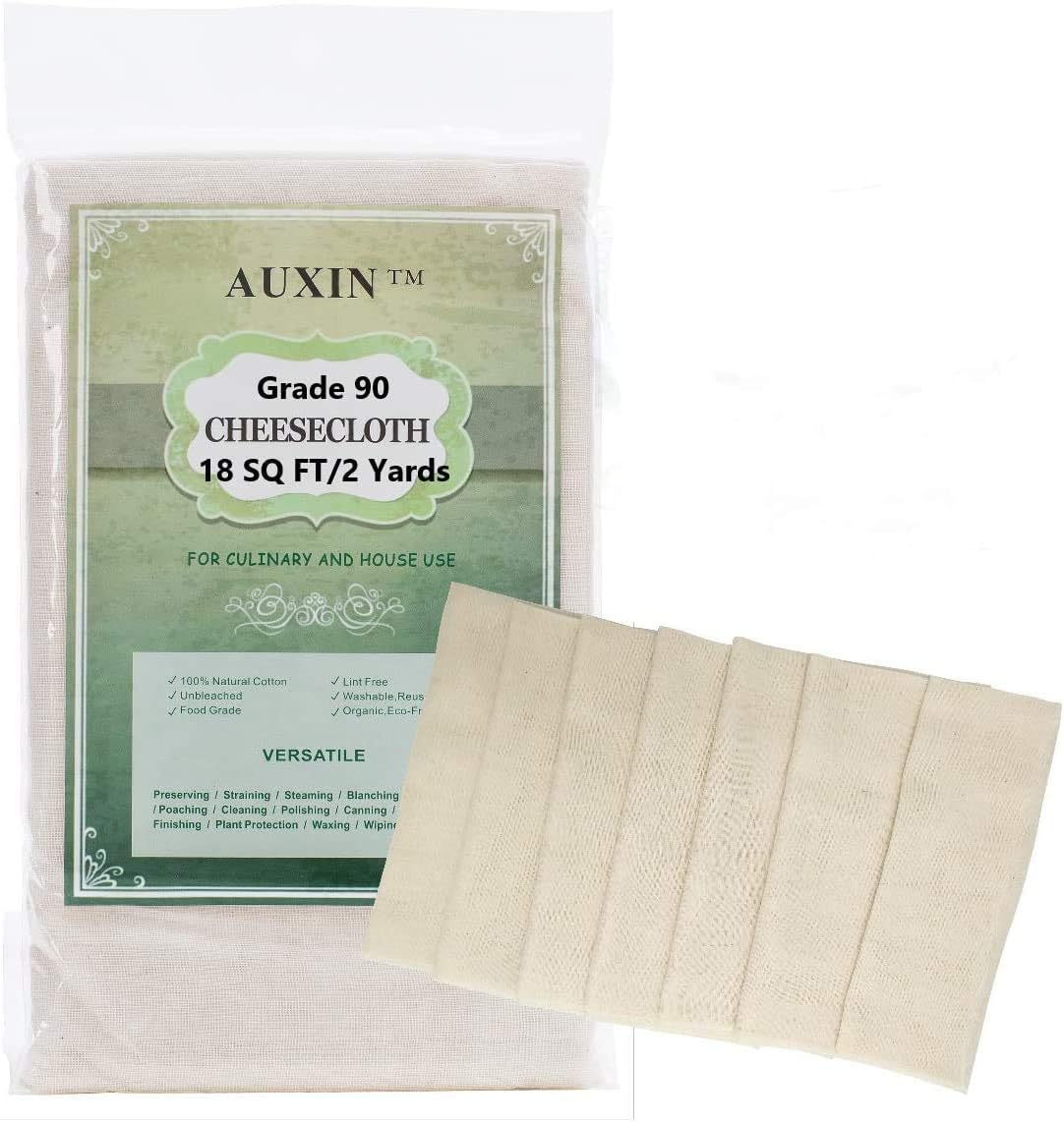 Cheesecloth 【Grade 90】【18 Sq Feet】,100% Cotton Reusable Produce Bags[Unbleached],Nut Milk Bag,Cheesecloth Strainer Bag,Pressing Cloth[Food Grade] (1)