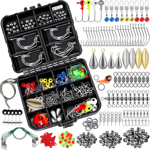 TOPFORT 187/343pcs Fishing Accessories Kit, Organized Fishing Tackle Box with Tackle...