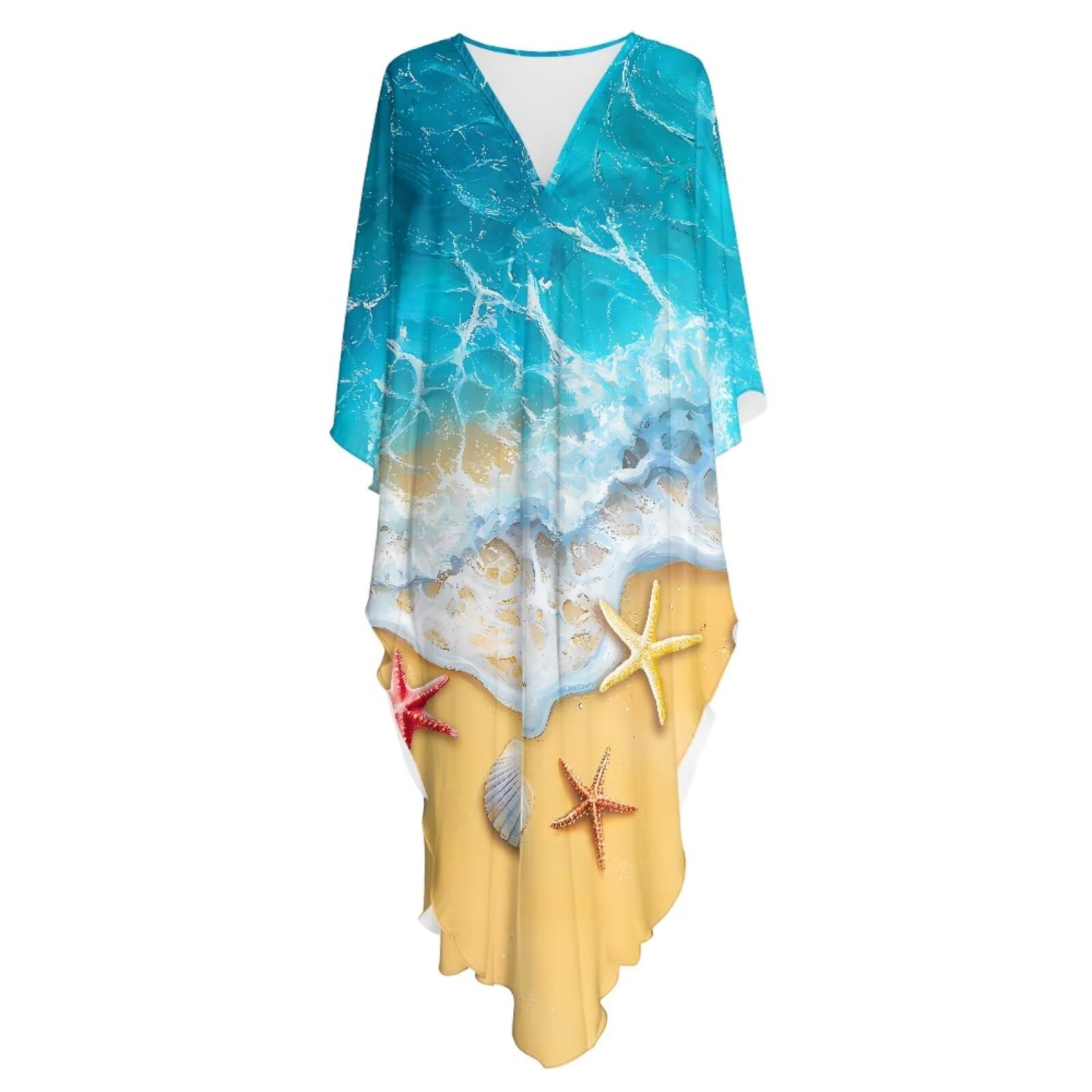 Poceacles Abito caftano taglie forti per donna abito casual estivo 2026 maxi abito hawaiano copricostume da bagno copricostume da bagno