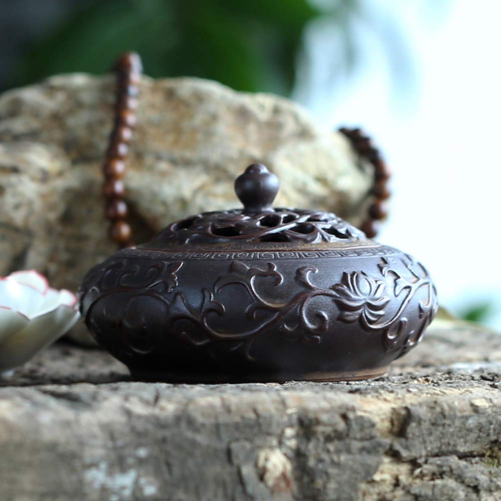 Brûleur d'encens en céramique Diffuseur de Parfum, Poêle Aromathérapie Antique Ustensiles Zen Ornaments Convient à Salon Espace de méditation Lieux de beauté comme Salon, Yoga, etc.