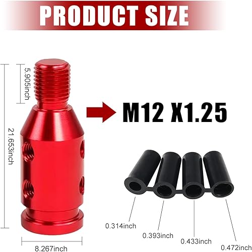 Miniatura 2 de 1 adaptador universal de palanca de cambios M12 x 1.25, conector de palanca de cambios de aleación de aluminio, para palanca de cambios no roscados