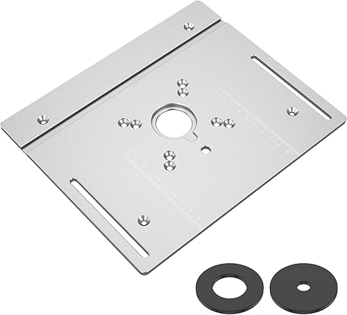 Placa de inserción de mesa de enrutador, 9.4 x 7.9 x 0.2 pulgadas, fresadora portátil de aleación de aluminio con escala transparente para banco de