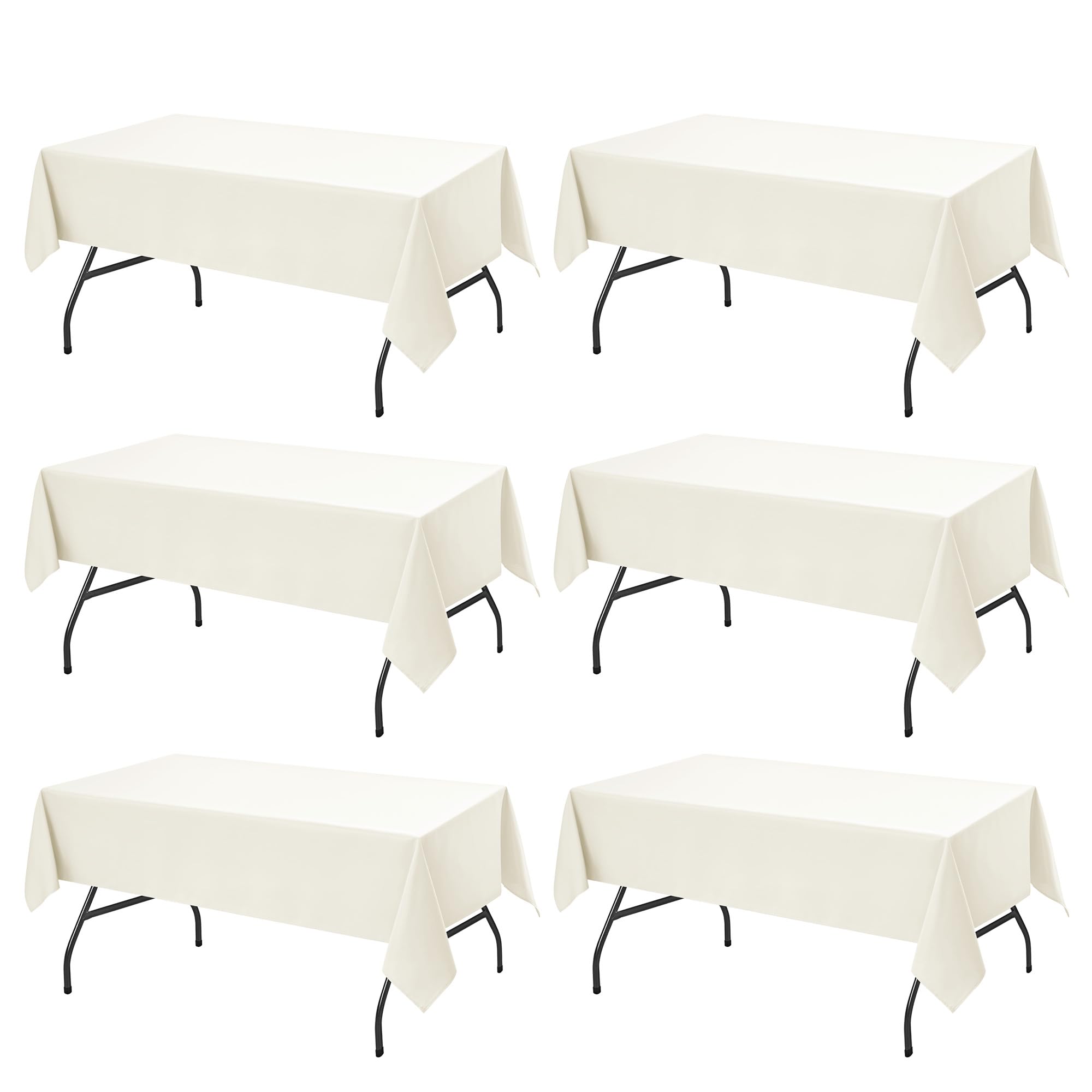 6-Pack Ivory Tablecloths for Rectangle Tables, 60 x 102 Inches