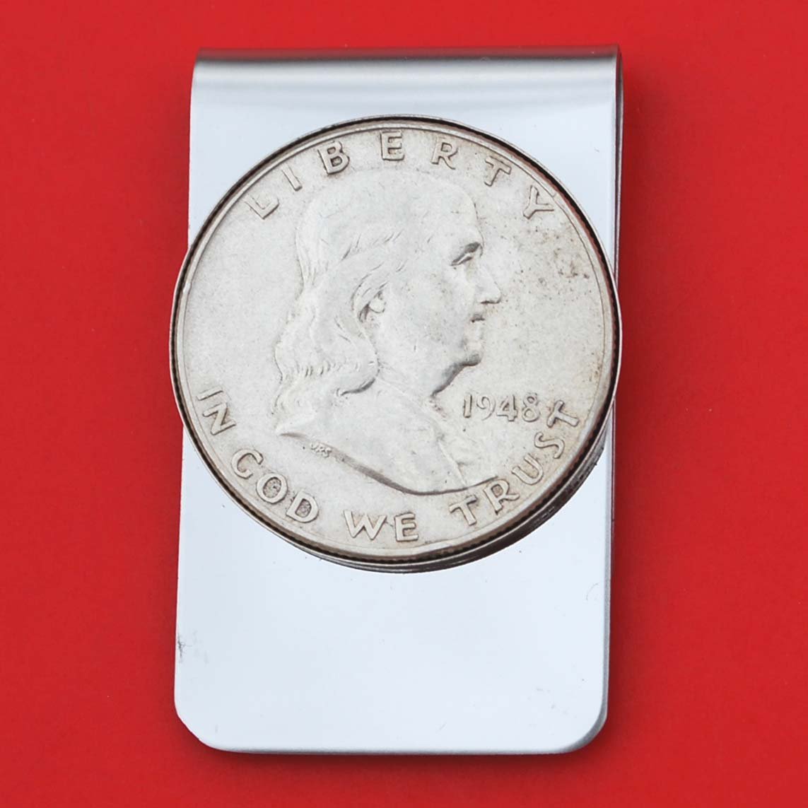 US 1948 Franklin Half Dollar 90 Silver Coin Stainless