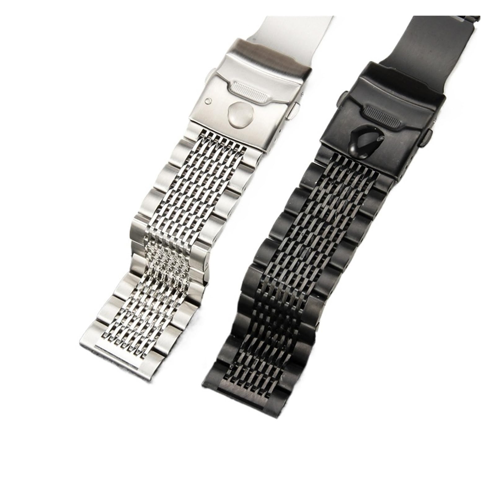 HMFang Cinturino for Orologio da Uomo in Acciaio Massiccio con Fibbia A Doppia Chiusura, 18 20 22 24 Mm(Black,24mm)
