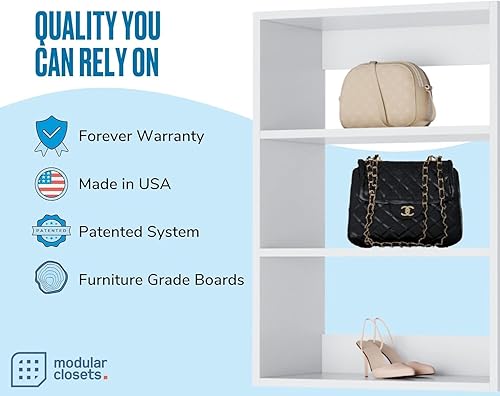 Miniatura 27 de Modular Closets Vista Collection - Unidad organizadora de armario integrada de madera con torre corta (blanco, 25.5 pulgadas de ancho)