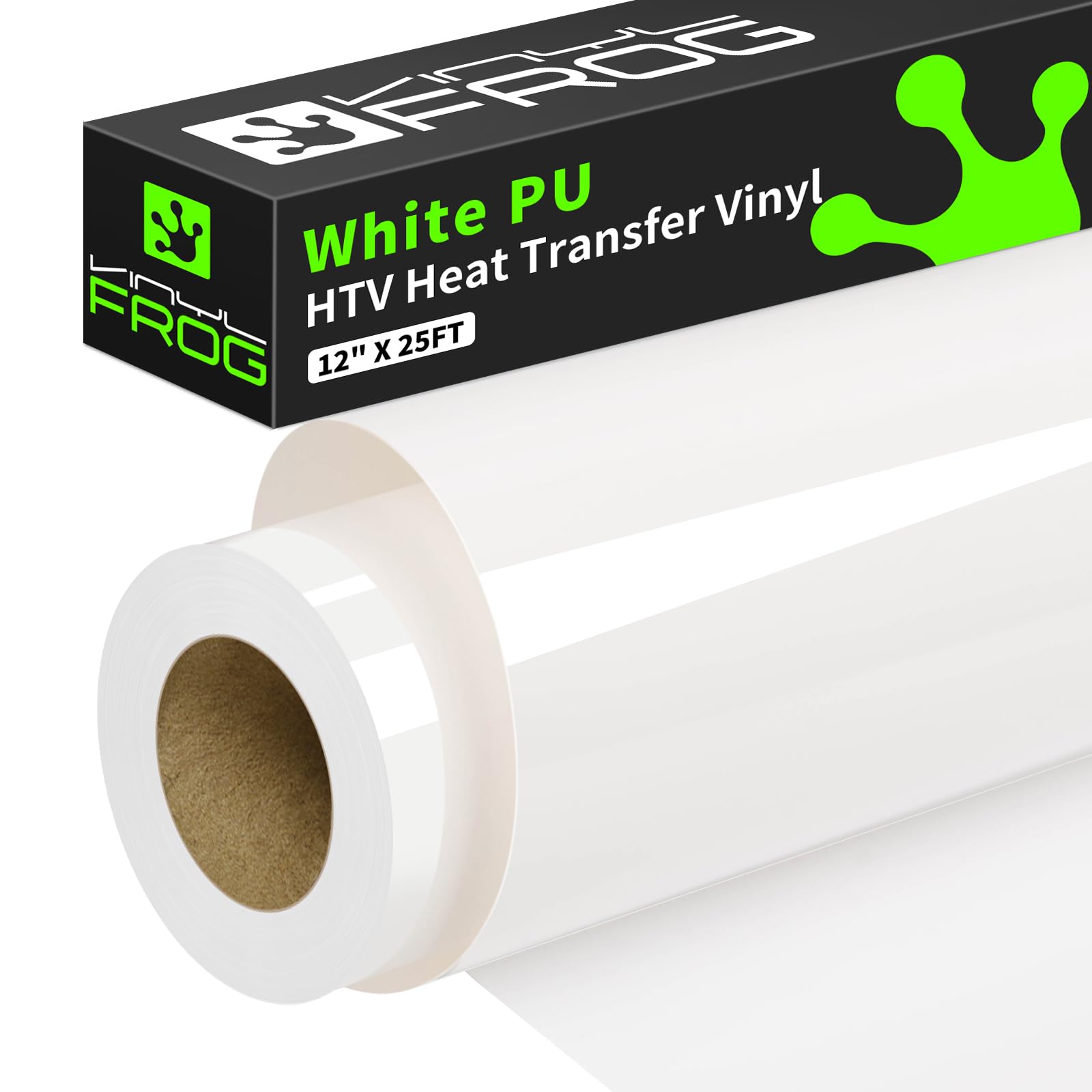 VINYL FROG White Heat Transfer Vinyl Roll 12" x25ft White Iron on Vinyl