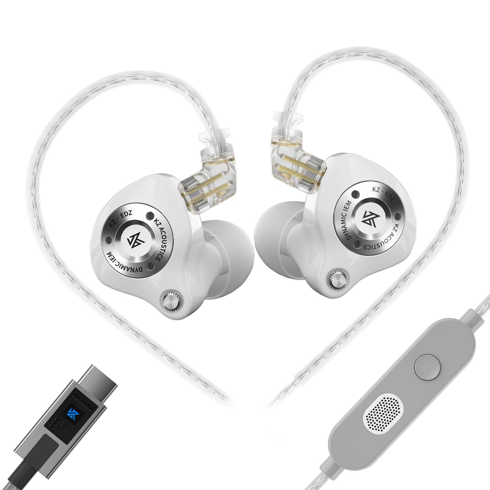 KZ EDZ Écouteurs de jeu Type-C avec micro, moniteurs intra-auriculaires à faible latence pour joueurs mobiles PUBG, casque USB-C à double pilote, audio numérique et chat clair pour Android iPad