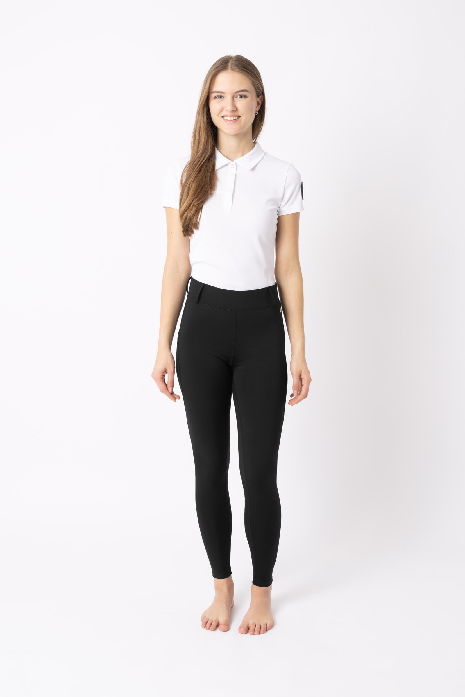HORZE DEA Pantalón de equitación para señora, pantalón con Trabillas, Asiento Completo y Bolsillo para móvil