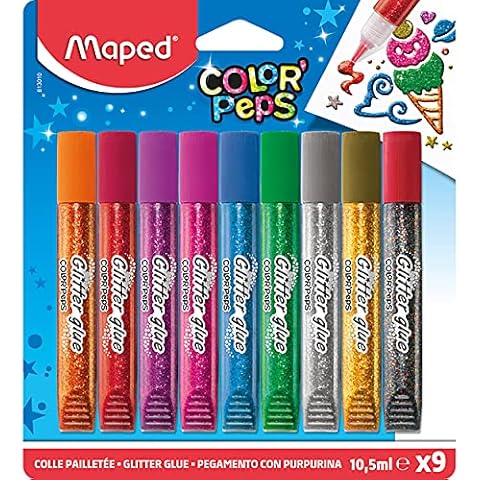 Maped - Purpurina Manualidades Niños - 9 Tubos de Pegamento con Purpurina Cover