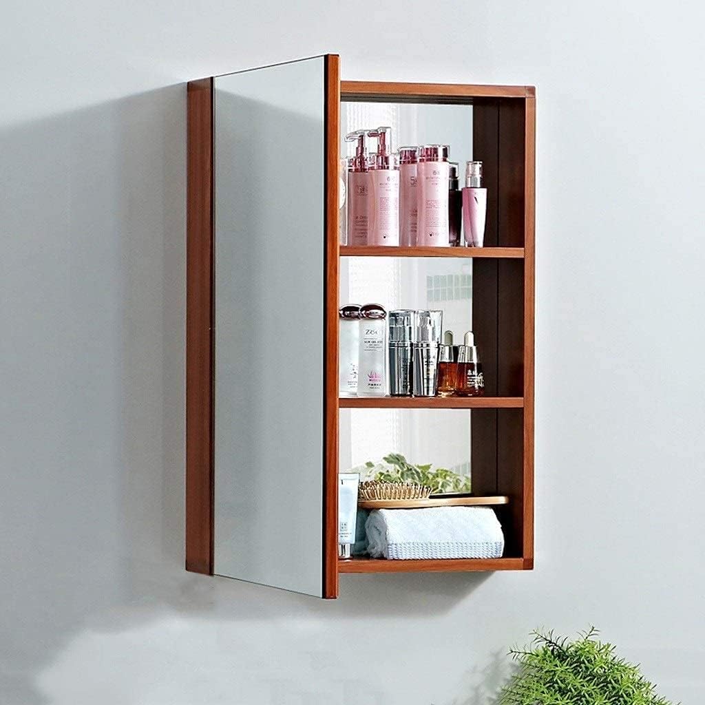 Vanity Mirror Bathroom, Waterproof and Moisture Proof Stainless Steel Square Locker (Color : Wood, Size : 48 * 68 * 13cm) (Wood 48 * 68 * 13cm)