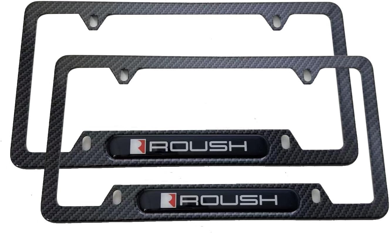 2PCS Stainless Steel License Plate Frame Cover Holder for Roush Carbon Fiber Sport