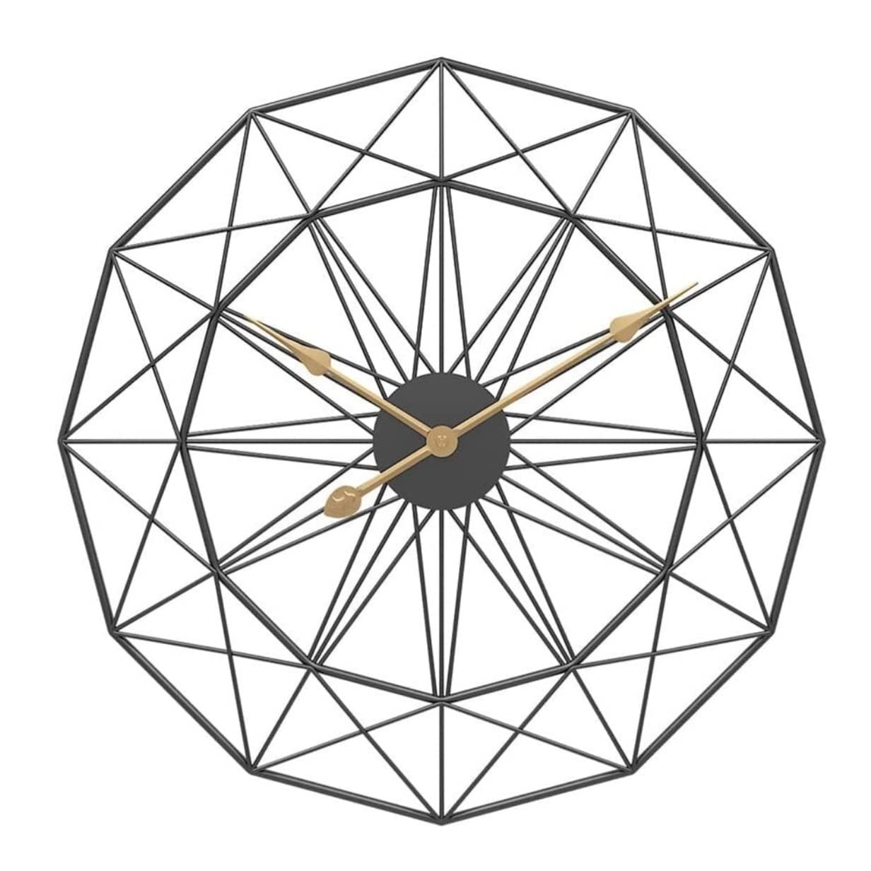 HDICUHNANU Hanging Clock Decor Wall Clocks For Living Room 3D Handmade Hanging Silent Non-ticking Creative Quartz Non Ticking Wall Clock(Black,60cm)