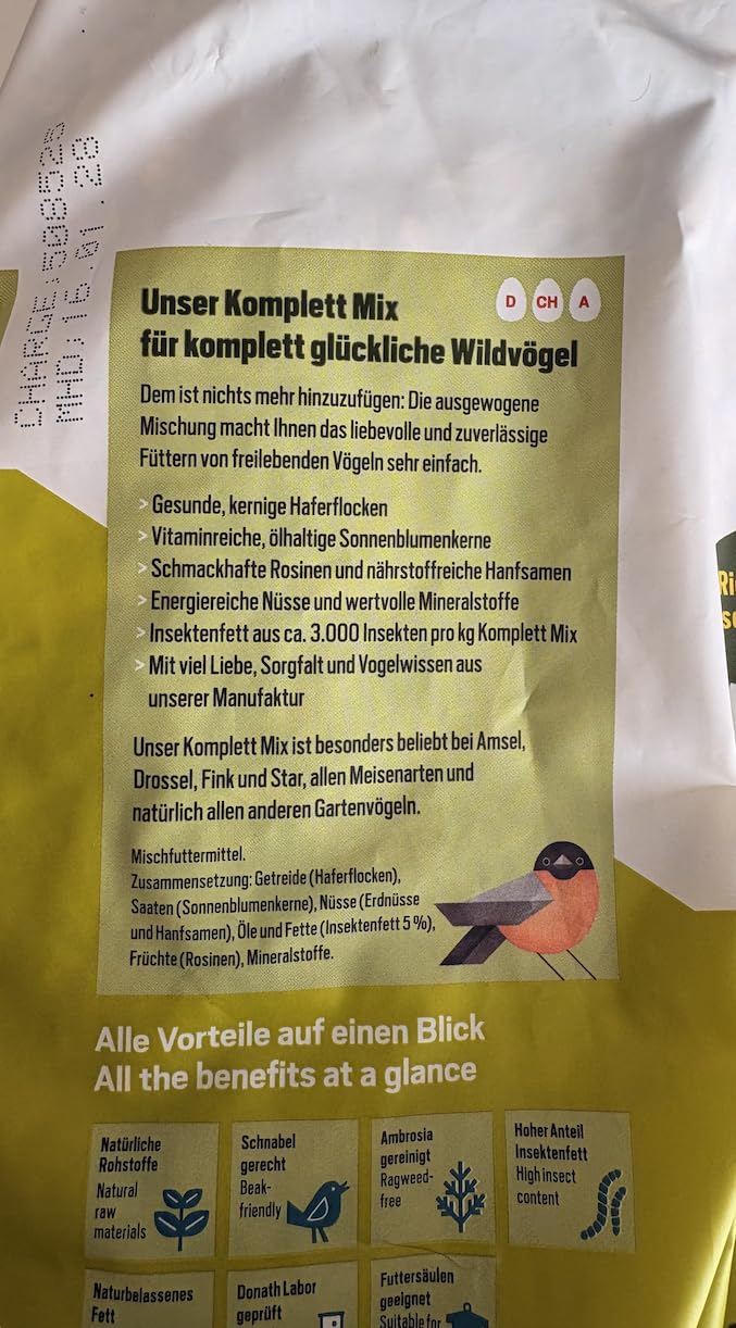 Donath zbilansowana mieszanka - bogata w wysokiej jakości tłuszcz owadów - całoroczna karma dla dzikich ptaków - z naszej manufaktury w południowych Niemczech