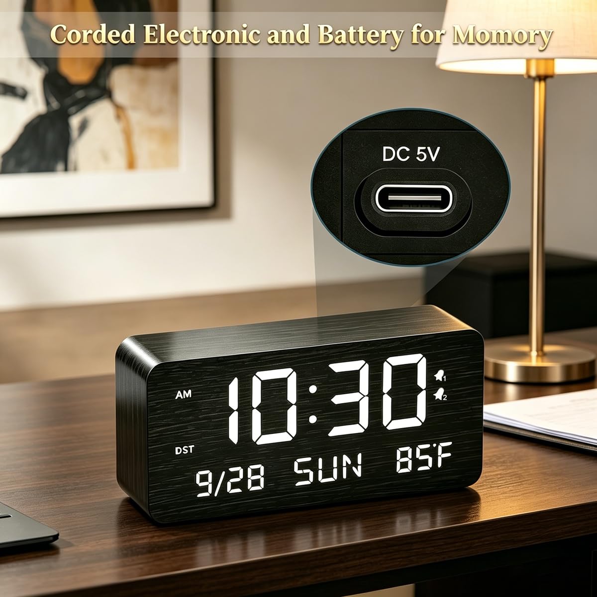 Amazon.com: fomobest Wooden Digital Alarm Clock for Bedroom Desk