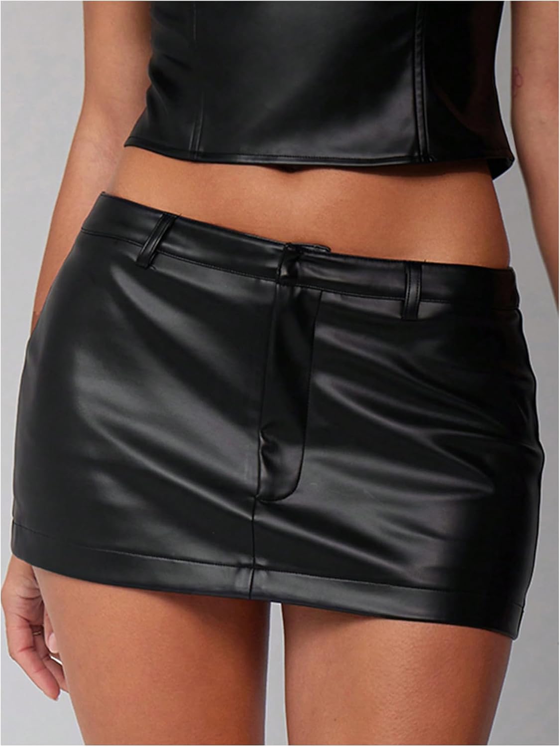 Floerns Women's Y2K PU Leather Low Rise Skirts Music Festival Club Bodycon Mini Skirt - Image 4