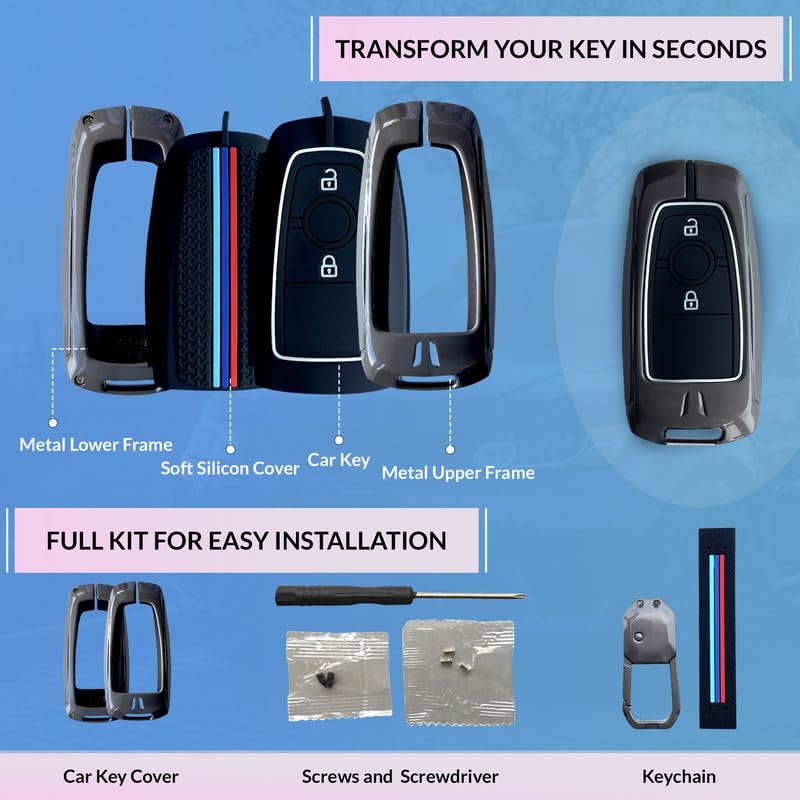 Image of NEODRIFT 'KeyShield' Car Key Cover for Ford Aspire (Shape 1, 02 Buttons) (Durable, Stylish, and 360 Protection)