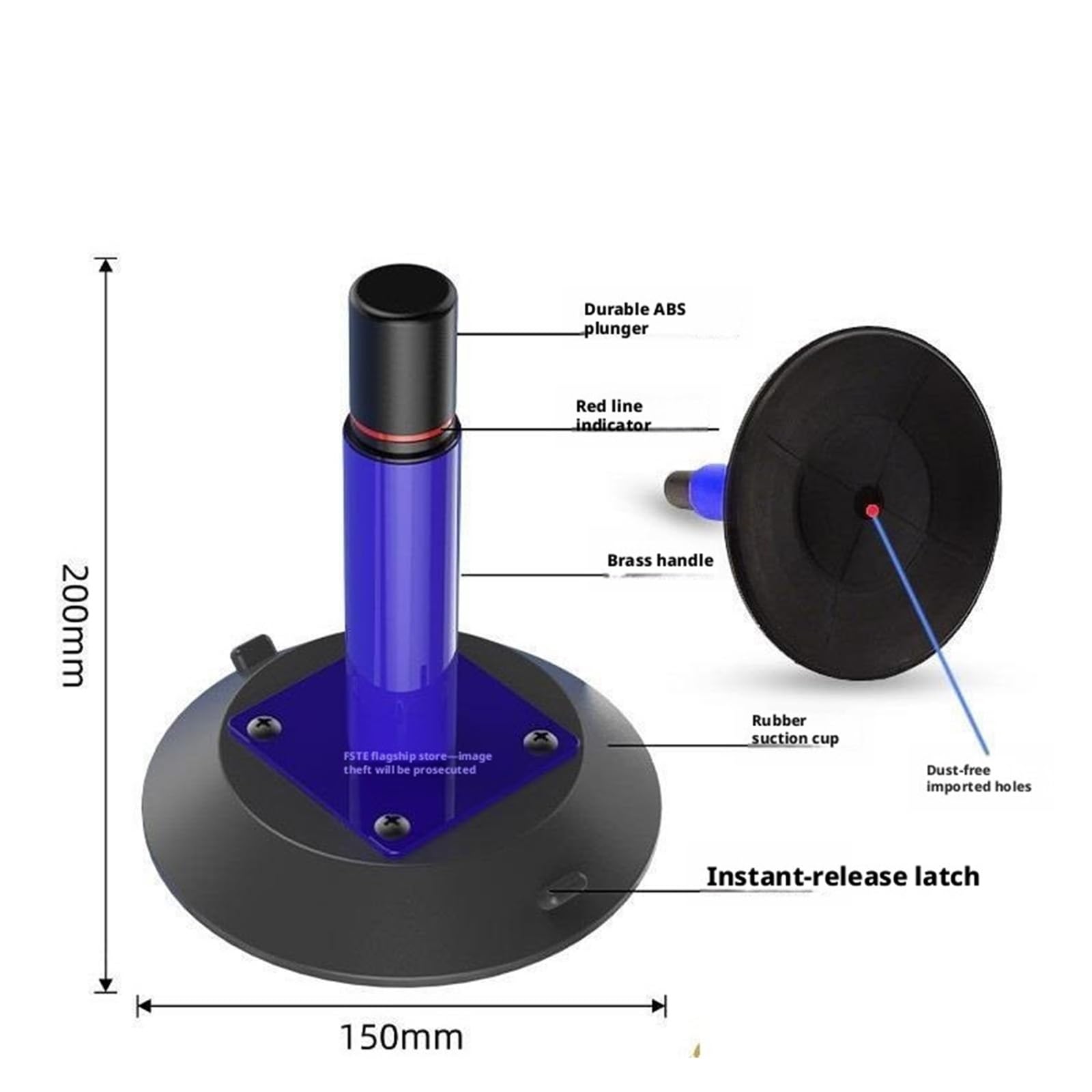 Ventose per Vetro Venti di ventosa a vuoto da 5 pollici/Stone Lifter tazze verticali for impianti pesanti for superfici piatte a curve maniglia in metallo