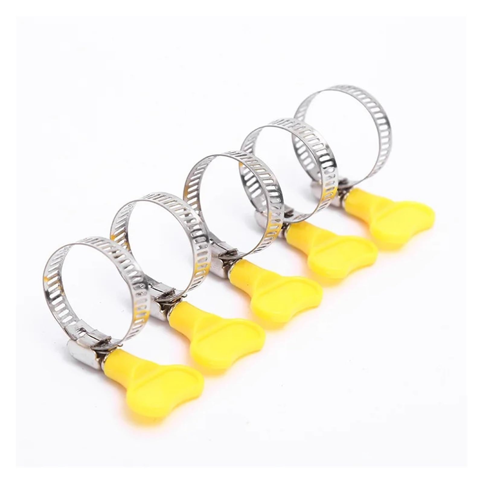 Lot de 5 colliers de serrage en acier inoxydable avec poignée en plastique pour tuyau d'arrosage de jardin, maison, voiture (16-25 mm, 5 pièces)