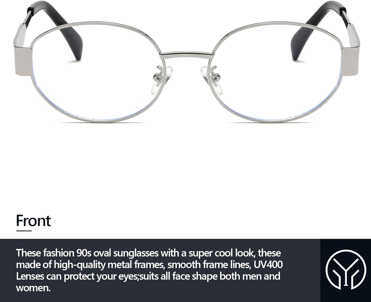 Trendy Oval Sunglasses for Women Men Retro Metal Oval Sun Glasses 90s Vintage Shades - Image 3