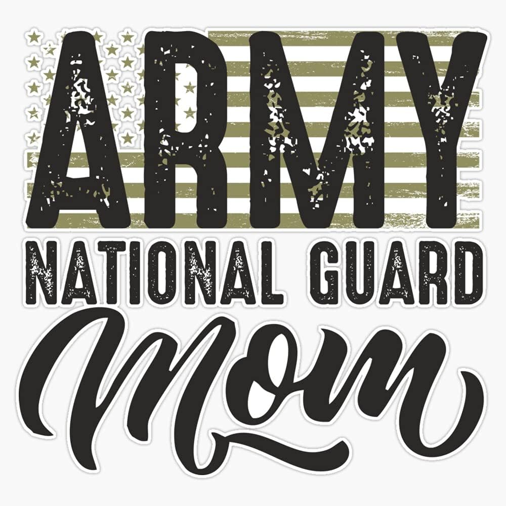 HOF Trading Army National Guard Mom with Us Flag Military Style Gift Vinyl Sticker Waterproof Decal Laptop Wall Window Bumper Sticker 5 in(HOF-VETERAN-STICKERS-6518)
