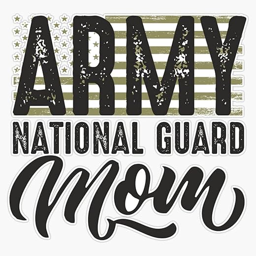 HOF Trading Army National Guard Mom with Us Flag Military Style Gift Vinyl Sticker Waterproof Decal Laptop Wall Window Bumper Sticker 5 in(HOF-VETERAN-STICKERS-6518)