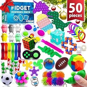 (50 Pcs) Fidget Toys Pack Figette Party Favors Valentines Day Gifts for Kids Adults, Autism Sensory Toy Classroom Prizes…