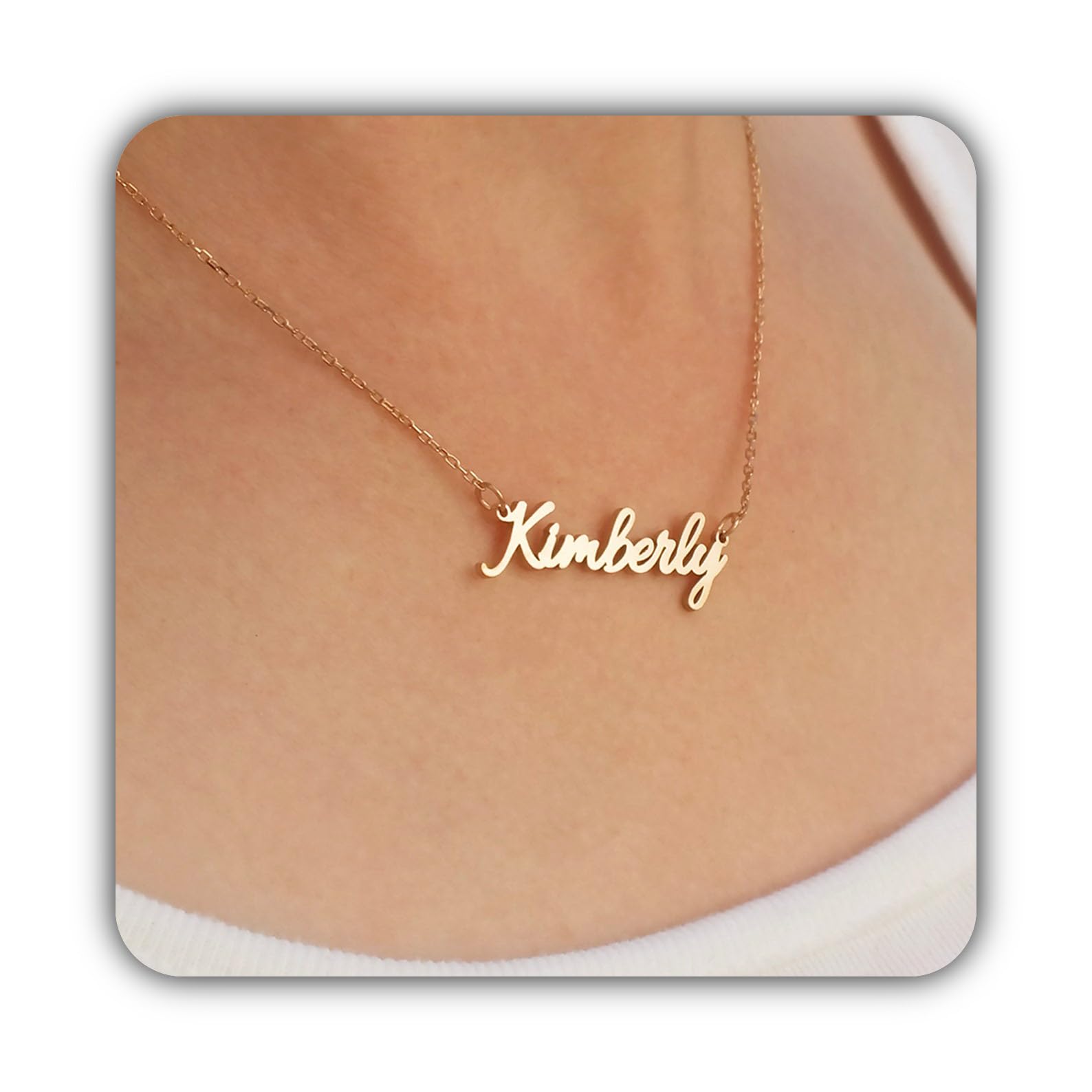 Argento sterling collana con nome rosa placcato oro gioiello Festa della Mamma