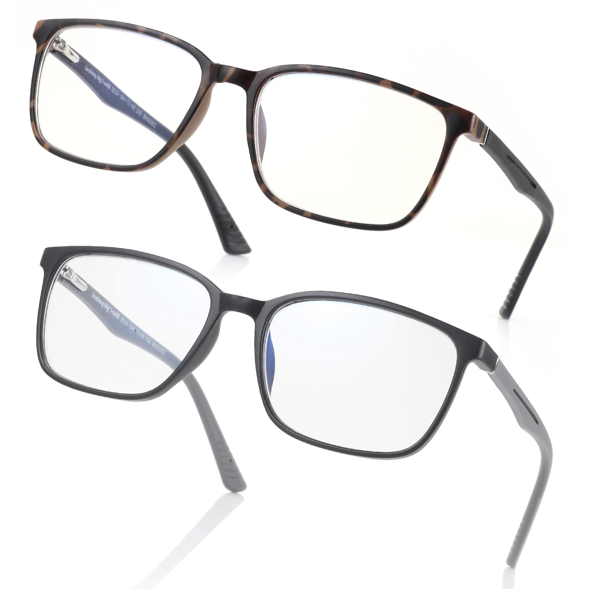 ZENOTTIC Blaulichtfilter Brille,Lesebrille Herren Eckige TR Rahmen-Leser Anti-Glanz Sport Computerbrille