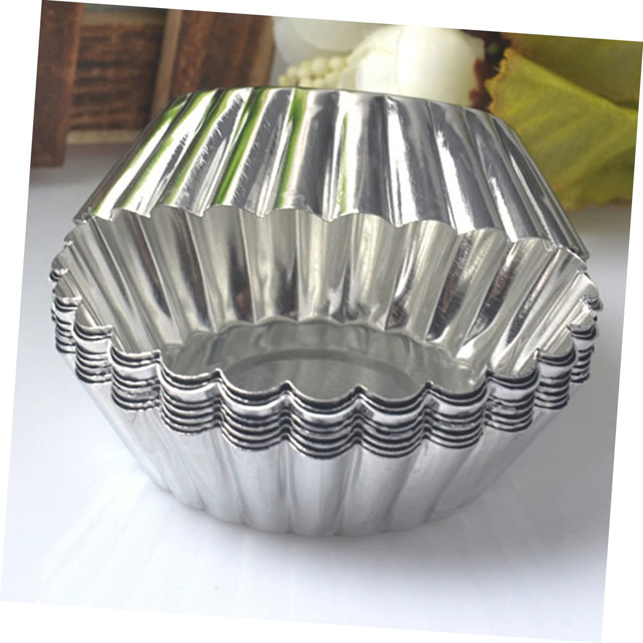 HEMOTON 100piezas Molde para Tartaletas de Huevo Molde para Tartaletas de Huevo de Metal para Hornear Magdalenas Pasteles y Galletas Unids