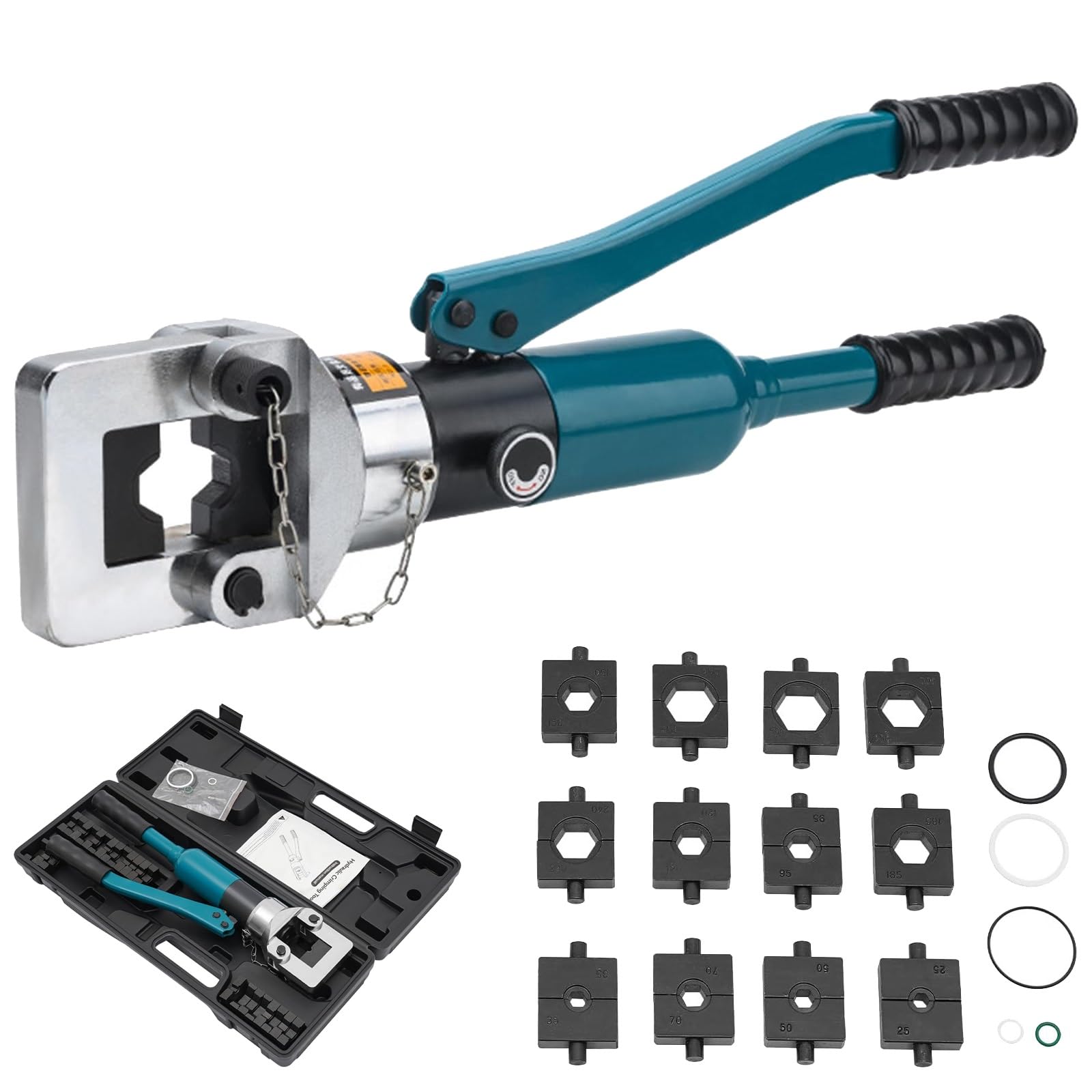 Hydrauliczne zaciskarki kablowe z 13 matrycami, ręczne narzędzie do zaciskania do bezpiecznych połączeń miedzianych i aluminiowych, idealne do zastosowań elektrycznych i przemysłowych