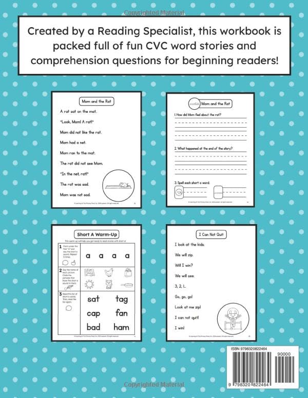 30 Stories for Beginning Readers: CVC Words Book Workbook: Decodable CVC Passages for PreK, Kindergarten, or 1st Grade - Image 2